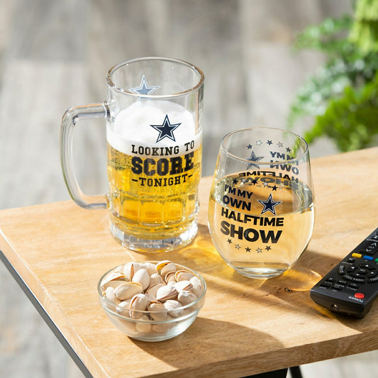 Team Sports America Exclusive - Dallas Cowboys, Stemless 17OZ Wine & Beer 16 OZ Gift Set