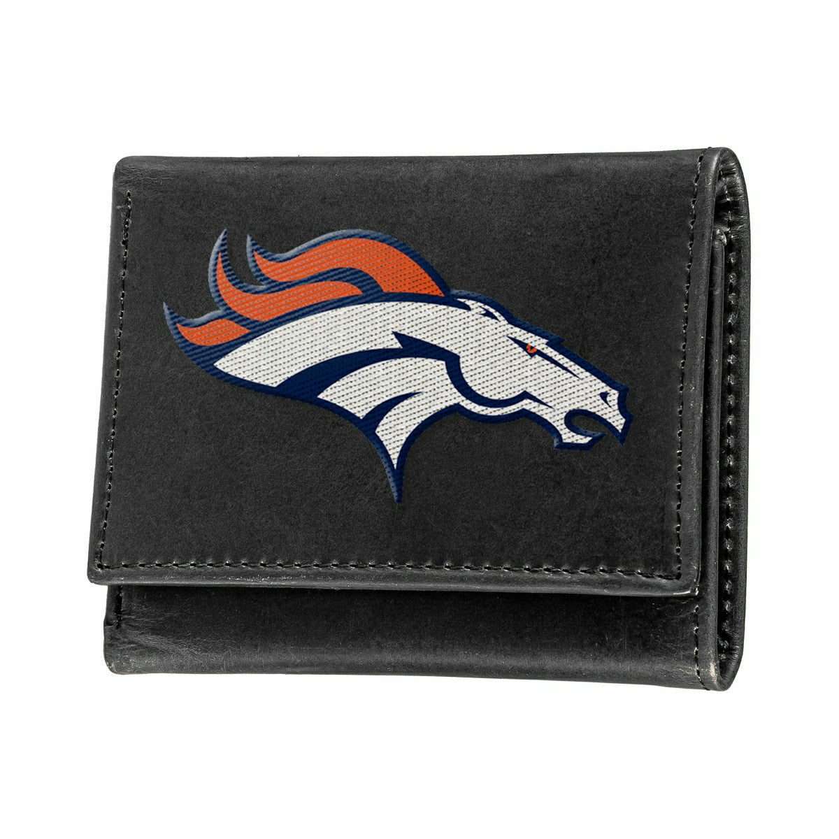 Team Sports America Value - Denver Broncos Black Tri-Fold Embroidered Wallet w/ RFID Blocking