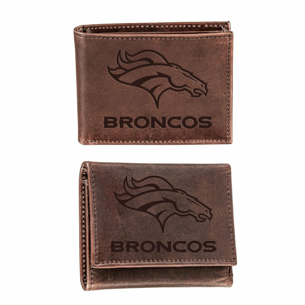 Team Sports America Classic - Denver Broncos, Bi-Fold and Tri-Fold Wallet Gift Set, Brown