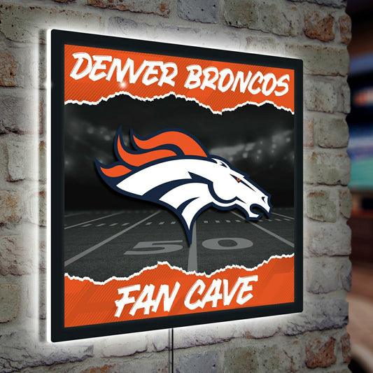 Team Sports America Signature - Denver Broncos 23"H x 23"L LED Wall Decor, Edgelite, Square