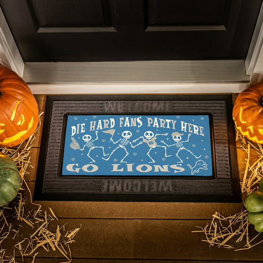 Team Sports America Signature - Detroit Lions Flocked Coir Halloween Sassafras Switch Mat, 22"x10"