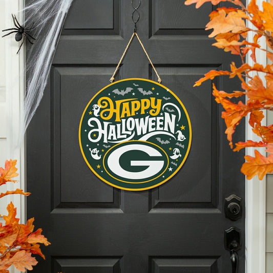 Team Sports America Value - Green Bay Packers Halloween Round Door Décor with Hanging Rope, 18x18