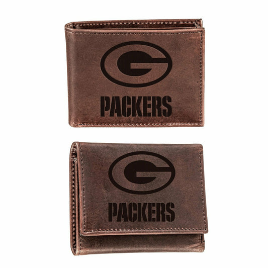 Team Sports America Classic - Green Bay Packers, Bi-Fold and Tri-Fold Wallet Gift Set, Brown