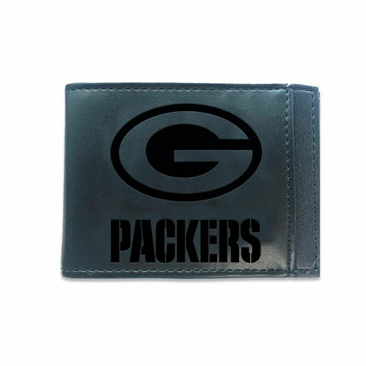 Team Sports America Recommended - Front Pocket Wallet w/ RFID Blocking, Green Bay Packers, Black