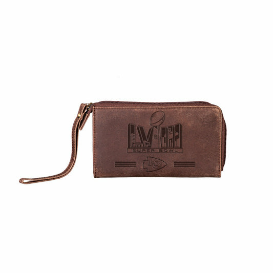 Team Sports America Best Seller - Kansas City Chiefs SB58 Champions Brown Wristlet Wallet