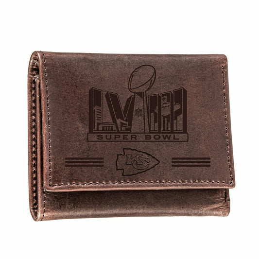 Team Sports America Essential - Kansas City Chiefs, Wallet, Tri-Fold, SB58 Champions, Brown