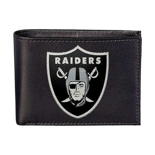 Team Sports America Recommended - Las Vegas Raiders Black Bi-Fold Embroidered Wallet w/ RFID Blocking