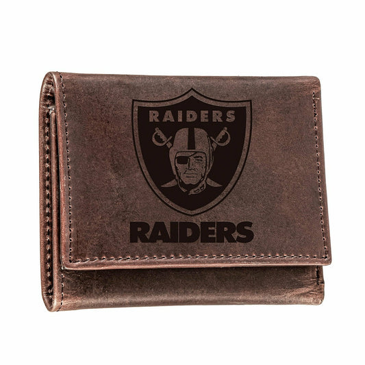 Team Sports America Trending - Las Vegas Raiders, Tri-Fold Wallet, Brown, CH, 100% Genuine Leather