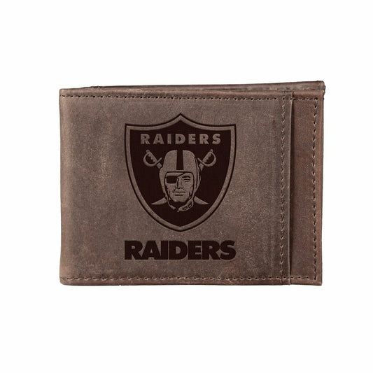 Team Sports America Recommended - Front Pocket Wallet w/ RFID Blocking, Las Vegas Raiders, Brown