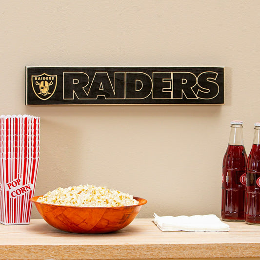 Team Sports America Signature - Las Vegas Raiders Engraved Wood Sign, 3.5" x 18"