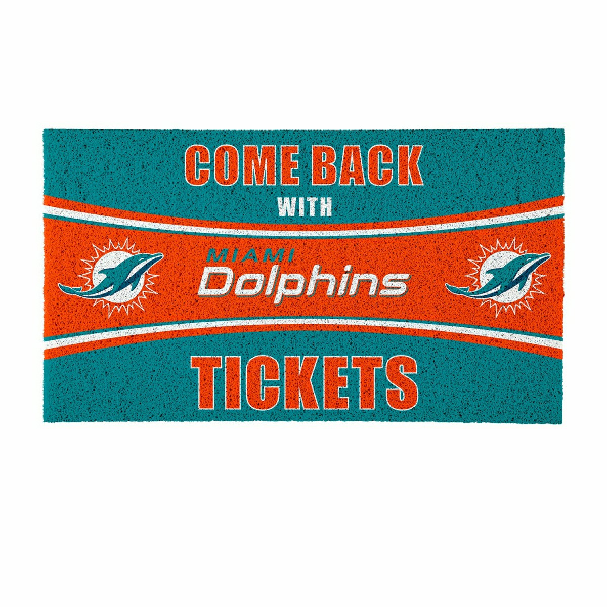 Team Sports America Value - 28" x 16" PVC Trapper Mat, Come Back with Tickets, Miami Dolphins