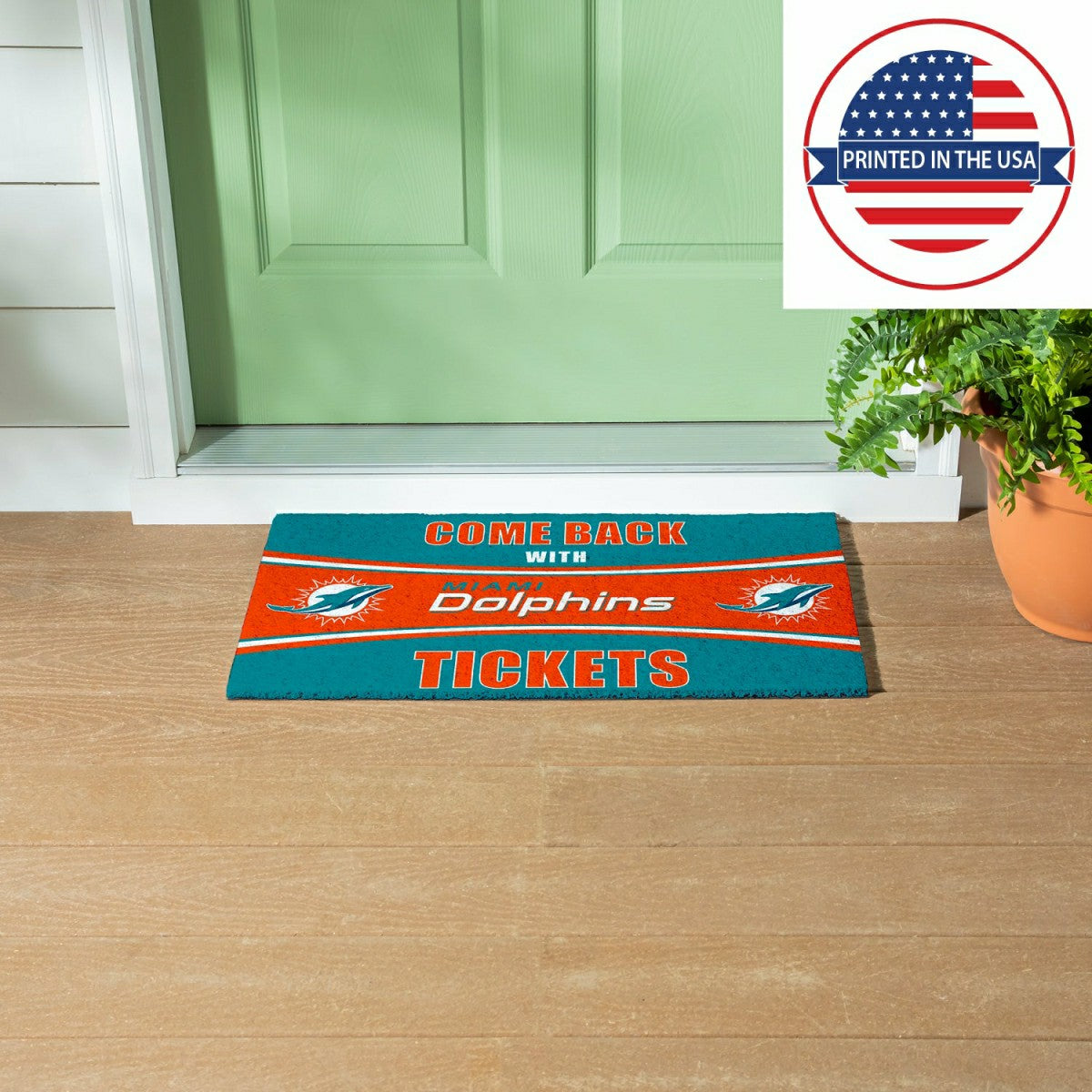 Team Sports America Value - 28" x 16" PVC Trapper Mat, Come Back with Tickets, Miami Dolphins