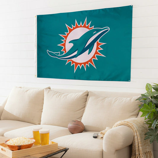 Team Sports America Trending - Miami Dolphins Single Sided Flag with 2 Grommets, 3'x5'