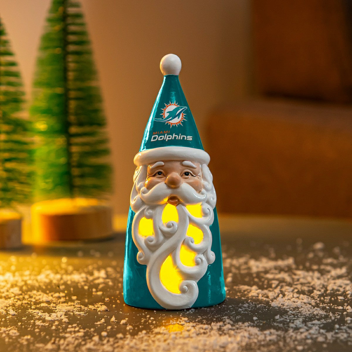 Team Sports America Classic - Miami Dolphins Santa LED Statuary, 8"