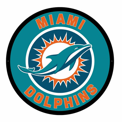 Team Sports America Trending - LED Wall Decor, Round, Miami Dolphins
