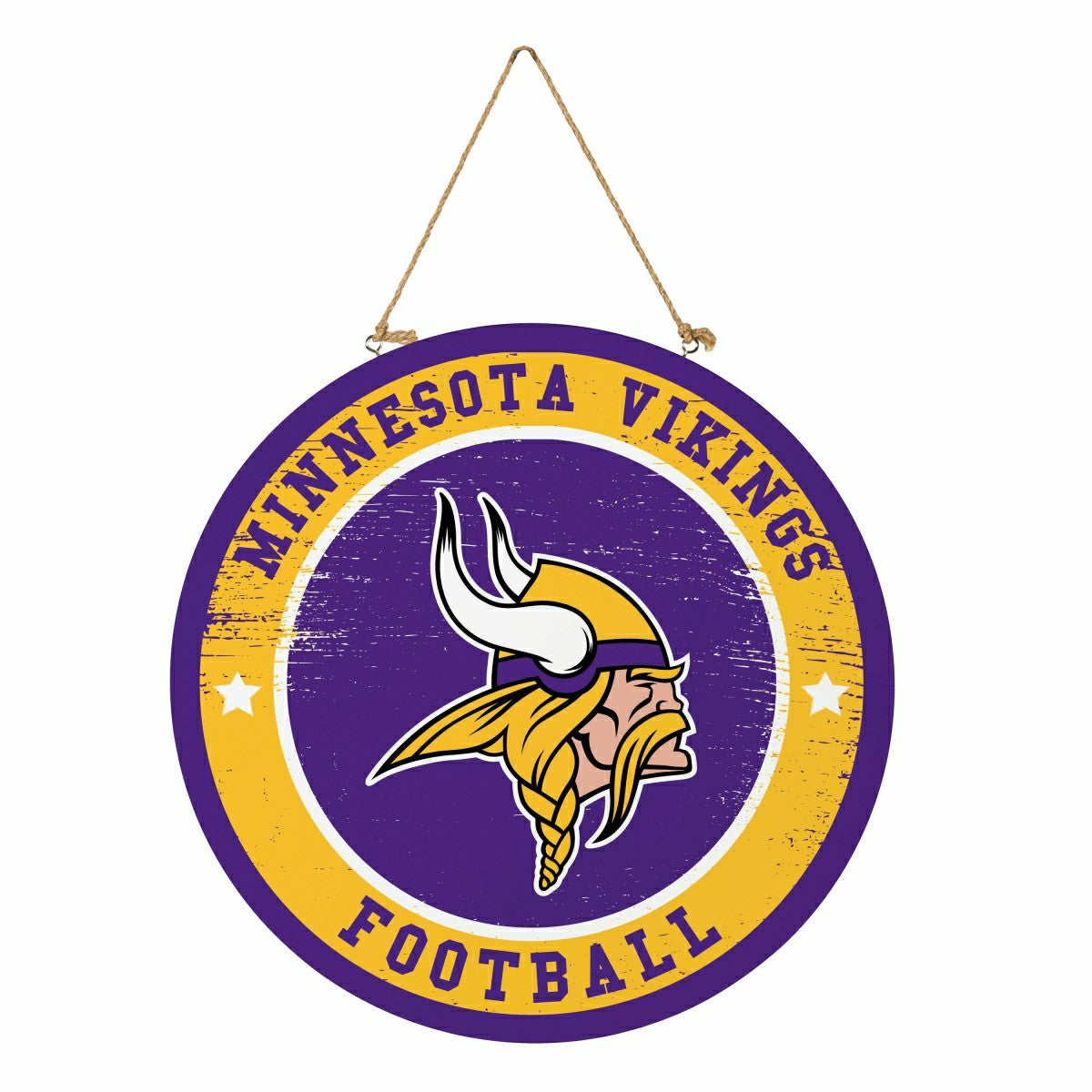 Team Sports America Everyday - Minnesota Vikings Round Door Décor with Hanging Rope, 18x18