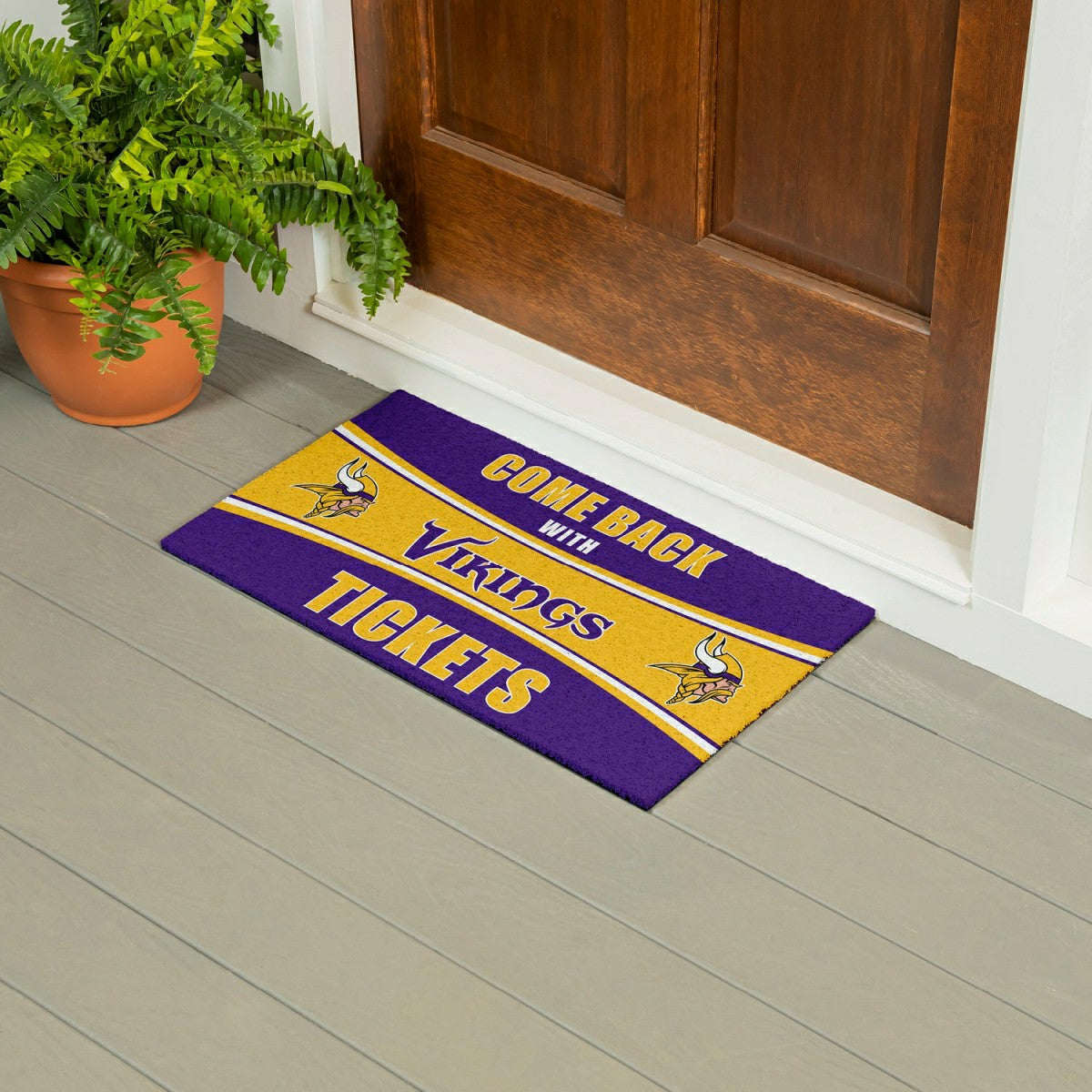 Team Sports America Value - 28" x 16" PVC Trapper Mat, Come Back with Tickets, Minnesota Vikings
