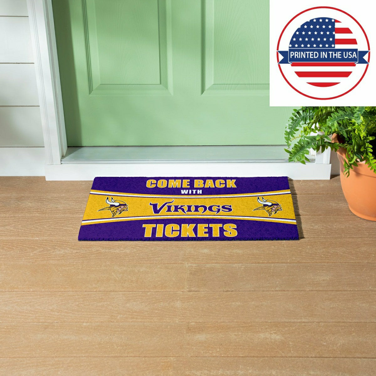 Team Sports America Value - 28" x 16" PVC Trapper Mat, Come Back with Tickets, Minnesota Vikings