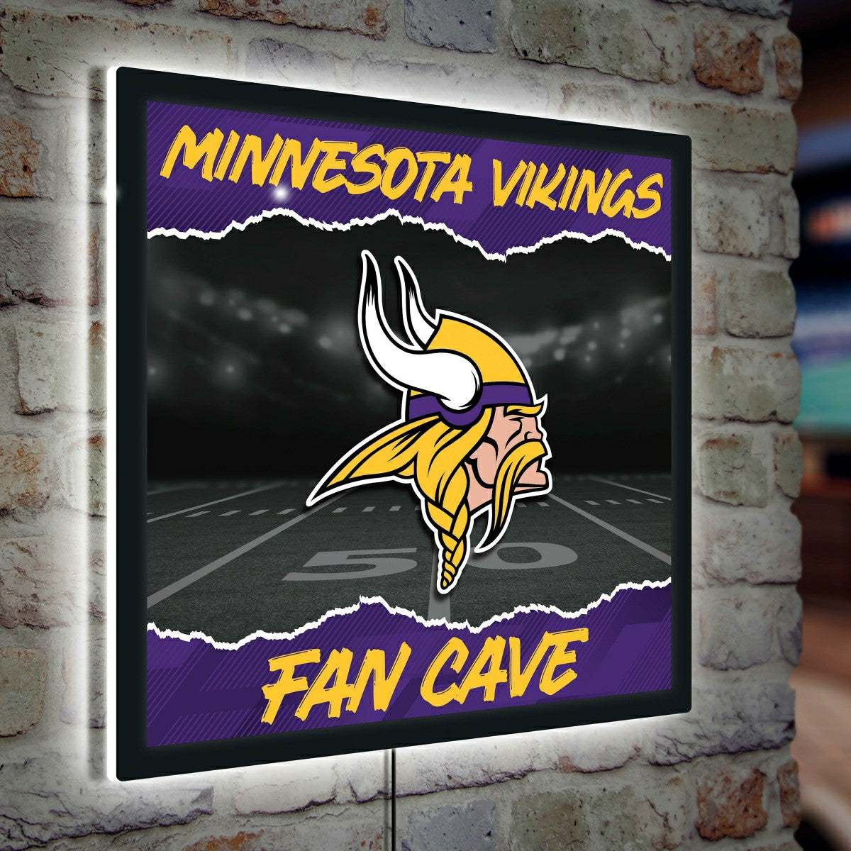 Team Sports America Value - Minnesota Vikings 23"H x 23"L LED Wall Decor, Edgelite, Square