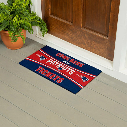 Team Sports America Signature - 28" x 16" PVC Trapper Mat, Come Back with Tickets, New England Patriot