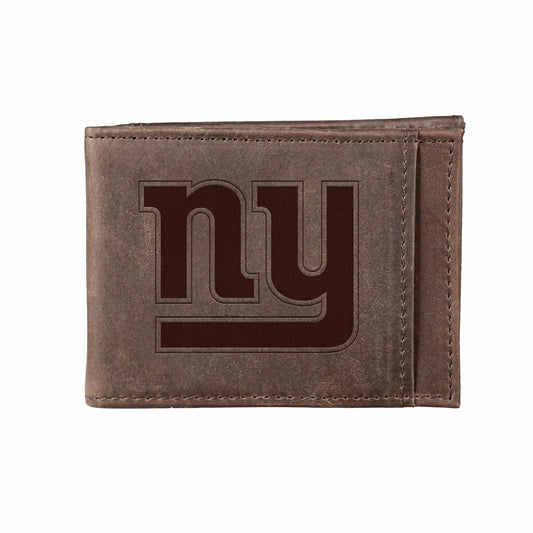Team Sports America Exclusive - Front Pocket Wallet w/ RFID Blocking, New York Giants, Brown
