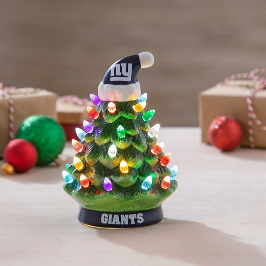 Team Sports America Recommended - 8" LED Ceramic Christmas Tree, New York Giants