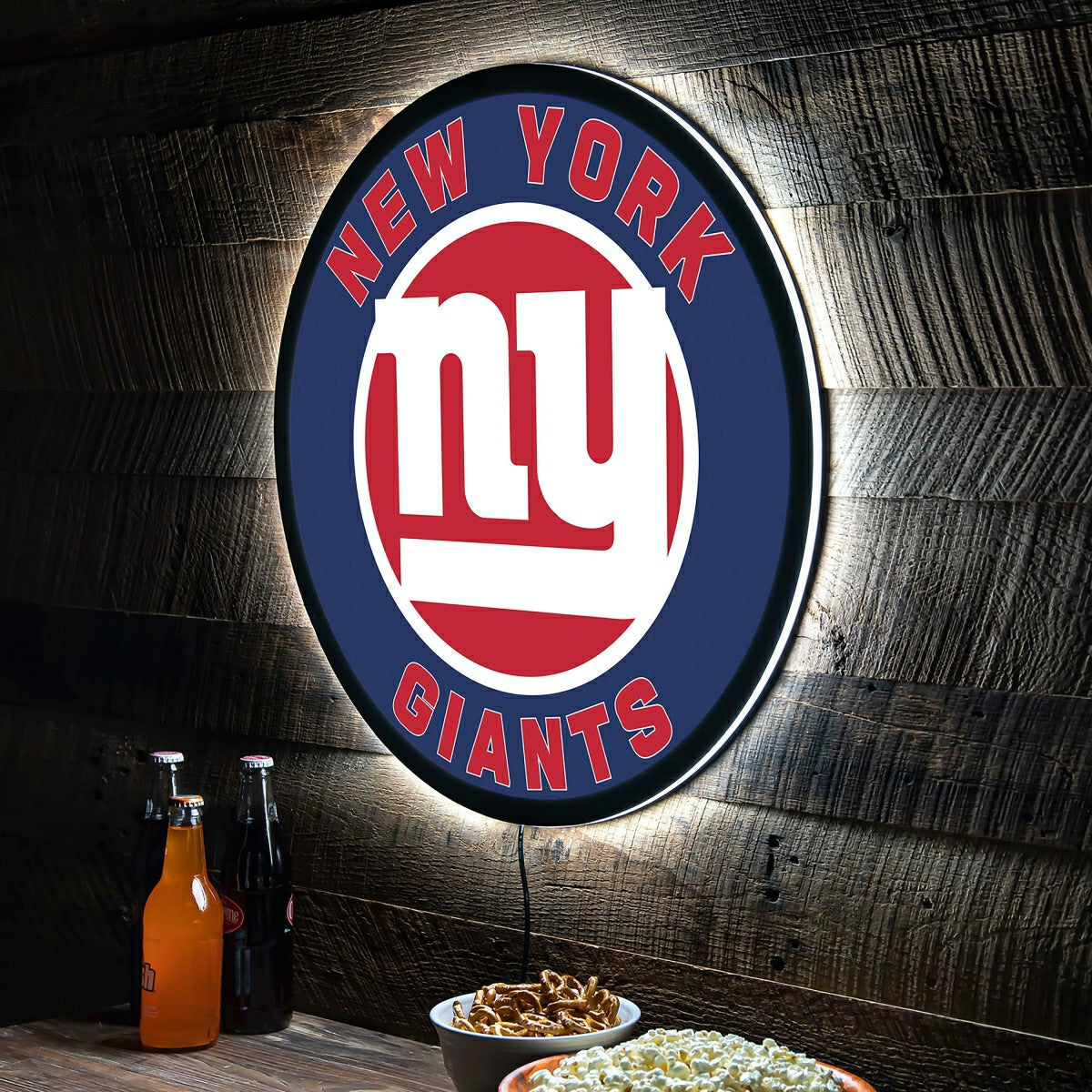Team Sports America Recommended - LED Wall Decor, Round, New York Giants