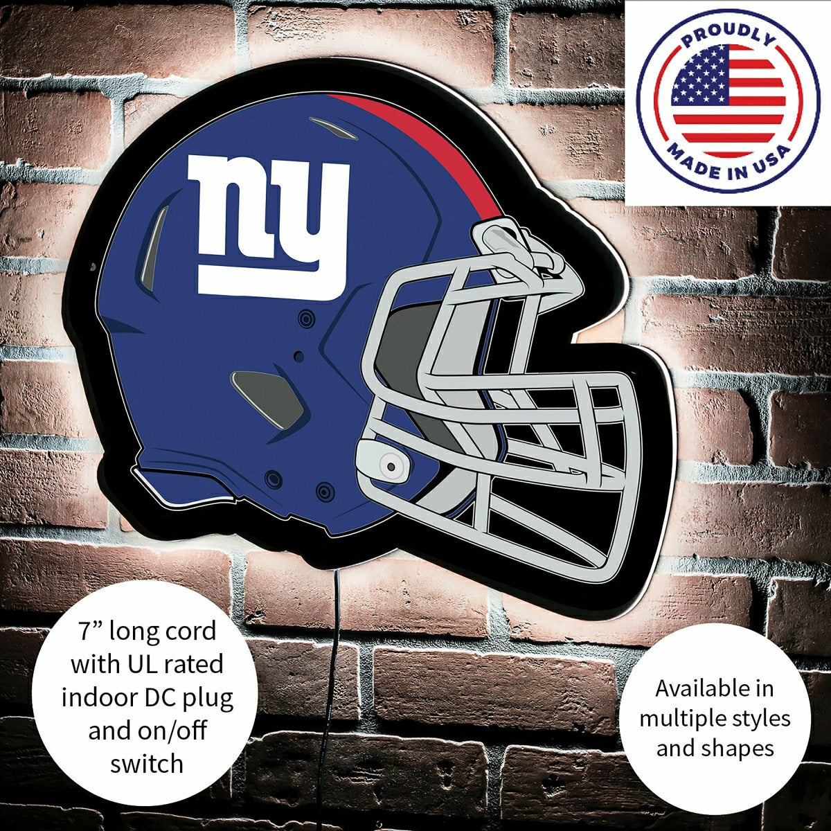 Team Sports America Classic - LED Wall Decor, Helmet, New York Giants