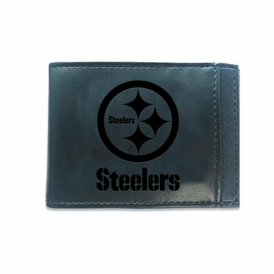 Team Sports America Essential - Front Pocket Wallet w/ RFID Blocking, Pittsburgh Steelers, Black