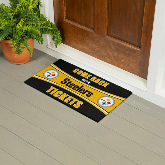 Team Sports America Value - 28" x 16" PVC Trapper Mat, Come Back with Tickets, Pittsburgh Steelers