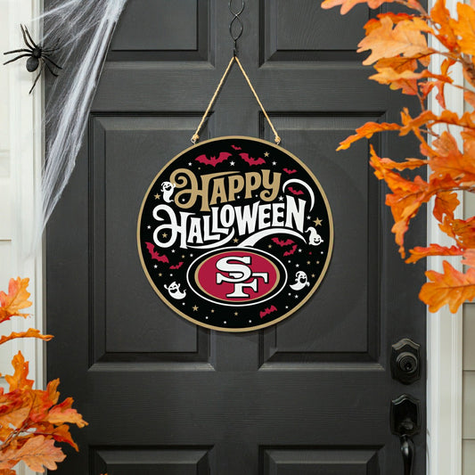 Team Sports America Exclusive - San Francisco 49ers Halloween Round Door Décor with Hanging Rope, 18x1