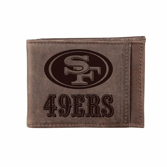 Team Sports America Signature - Front Pocket Wallet w/ RFID Blocking, San Francisco 49ers, Brown