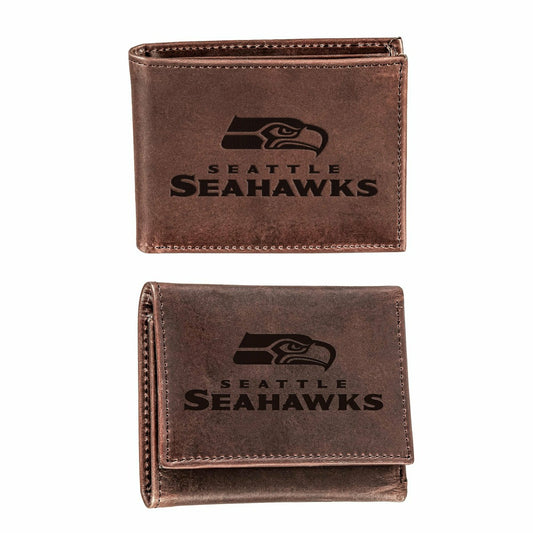 Team Sports America Trending - Seattle Seahawks, Bi-Fold and Tri-Fold Wallet Gift Set, Brown
