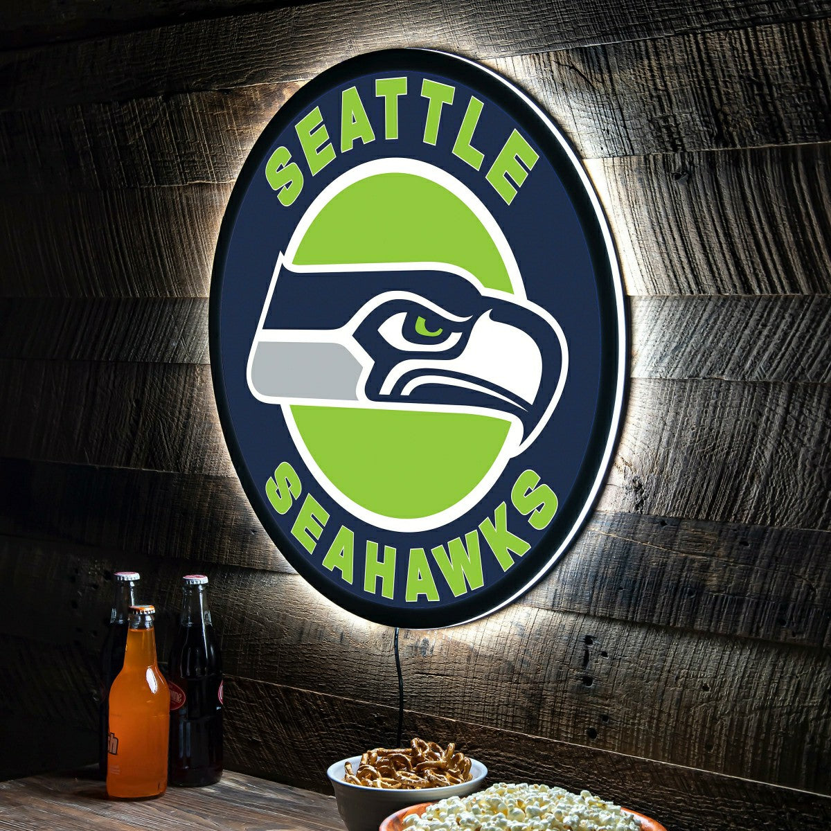 Team Sports America Exclusive - LED Wall Decor, Round, Seattle Seahawks