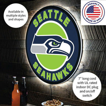 Team Sports America Exclusive - LED Wall Decor, Round, Seattle Seahawks