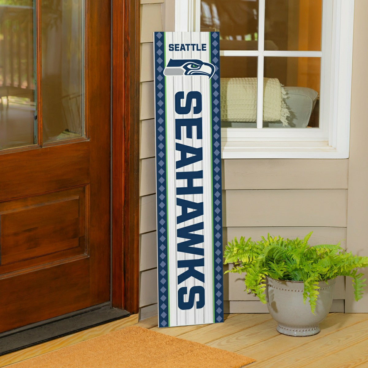Team Sports America Recommended - 47" Double Sided Leaner, Seattle Seahawks, Christmas