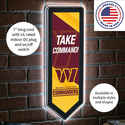 Team Sports America Exclusive - LED Wall Decor, Pennant, Washington Commanders