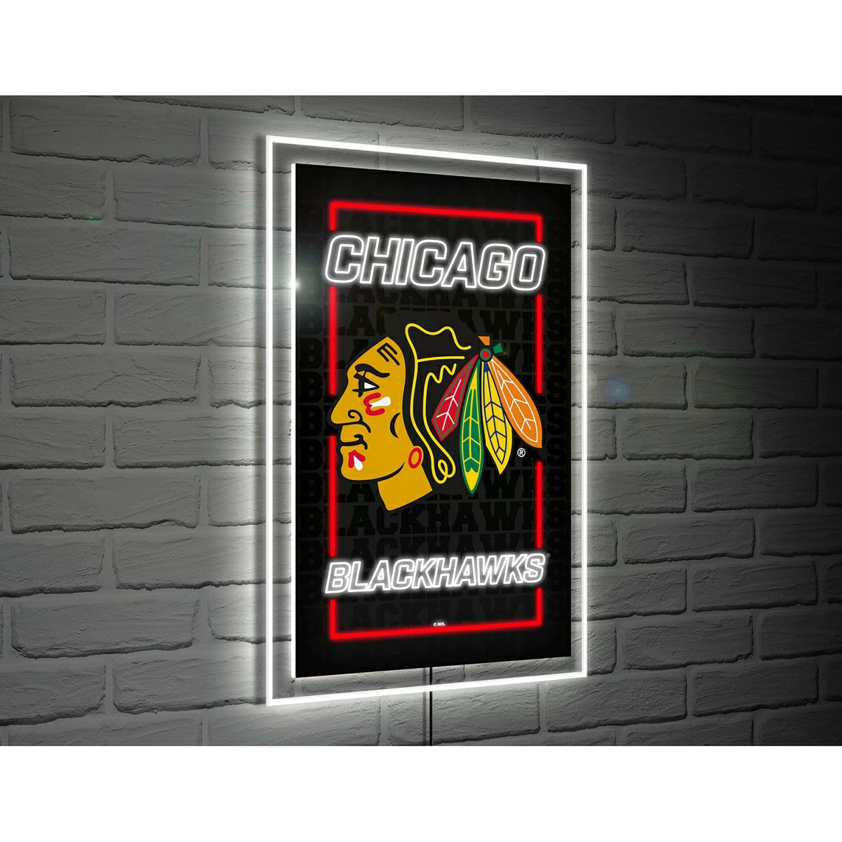 Team Sports America Exclusive - Chicago Blackhawks Hockey Rectangle Neolite LED Decor