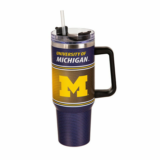 Team Sports America Exclusive - 40oz Stainless Steel Canyon Cup w/ Straw, University Of Michigan