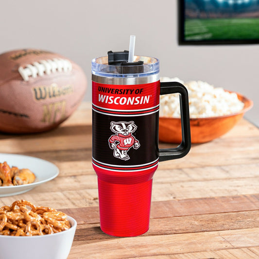 Team Sports America Everyday - 40oz Stainless Steel Canyon Cup w/ Straw, University of Wisconsin-Madi