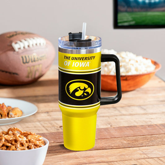 Team Sports America Value - 40oz Stainless Steel Canyon Cup w/ Straw, University of Iowa