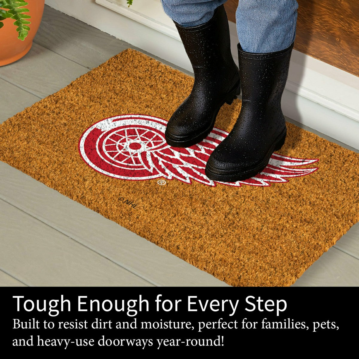 Team Sports America Everyday - Coir Mat, 16"x28", Detroit Red Wings