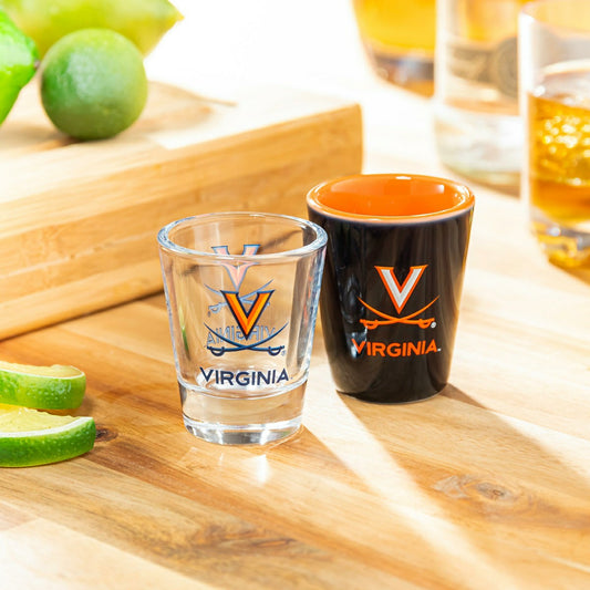 Team Sports America Value - University of Virginia 4-Piece Ceramic and Glass 2oz. Shot Glass Set