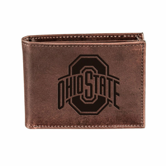 Team Sports America Recommended - Ohio State, Bi-Fold Wallet, Brown, CH, 100% Genuine Leather
