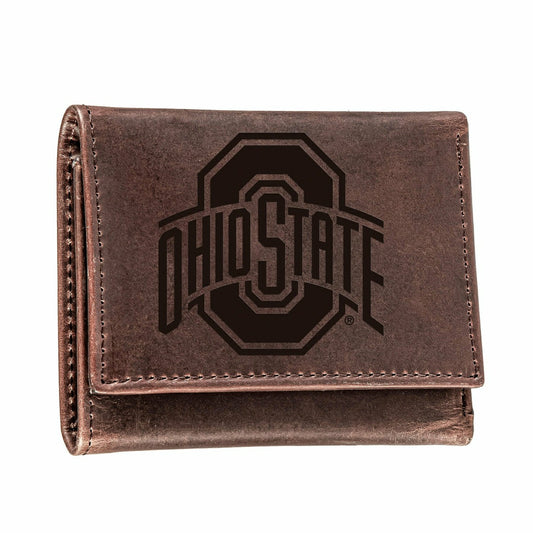 Team Sports America Signature - Ohio State, Tri-Fold Wallet, Brown, CH, 100% Genuine Leather