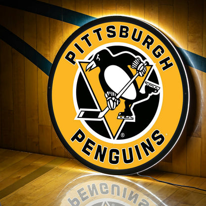 Team Sports America Everyday - LED Wall Decor, Round, Pittsburgh Penguins