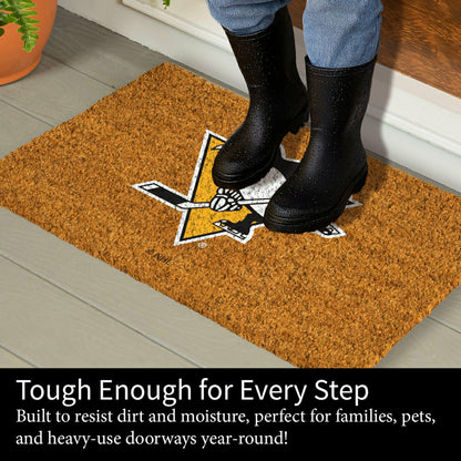 Team Sports America Essential - Coir Mat, 16"x28", Pittsburgh Penguins