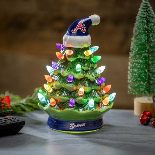 Team Sports America Exclusive - Atlanta Braves 8" LED Ceramic Christmas Tree