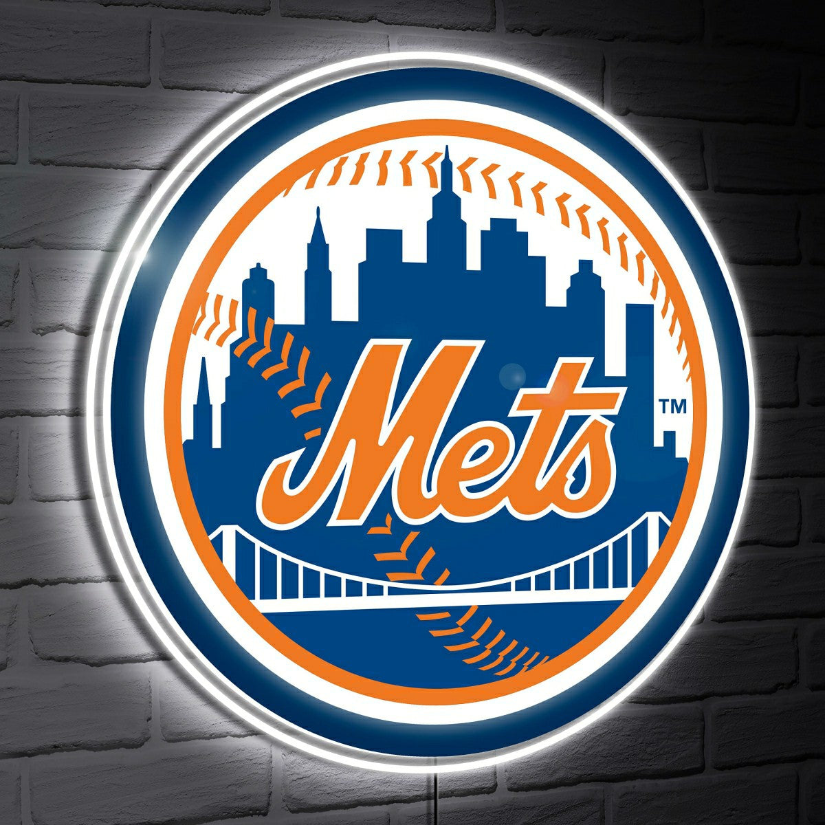 Team Sports America Exclusive - New York Mets LED Wall Decor, Glazelite, Logo