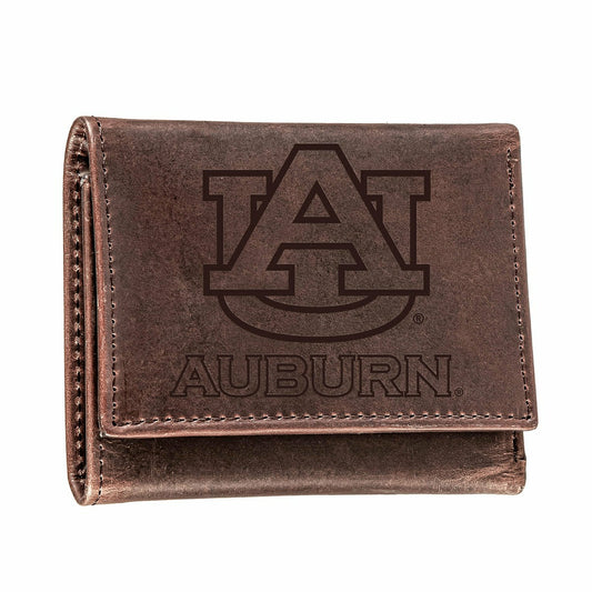 Team Sports America Essential - Auburn University, Tri-Fold Wallet, Brown, CH, 100% Genuine Leather